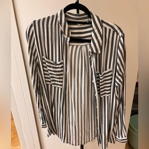 Gray/White Stripe Button Down Shirt